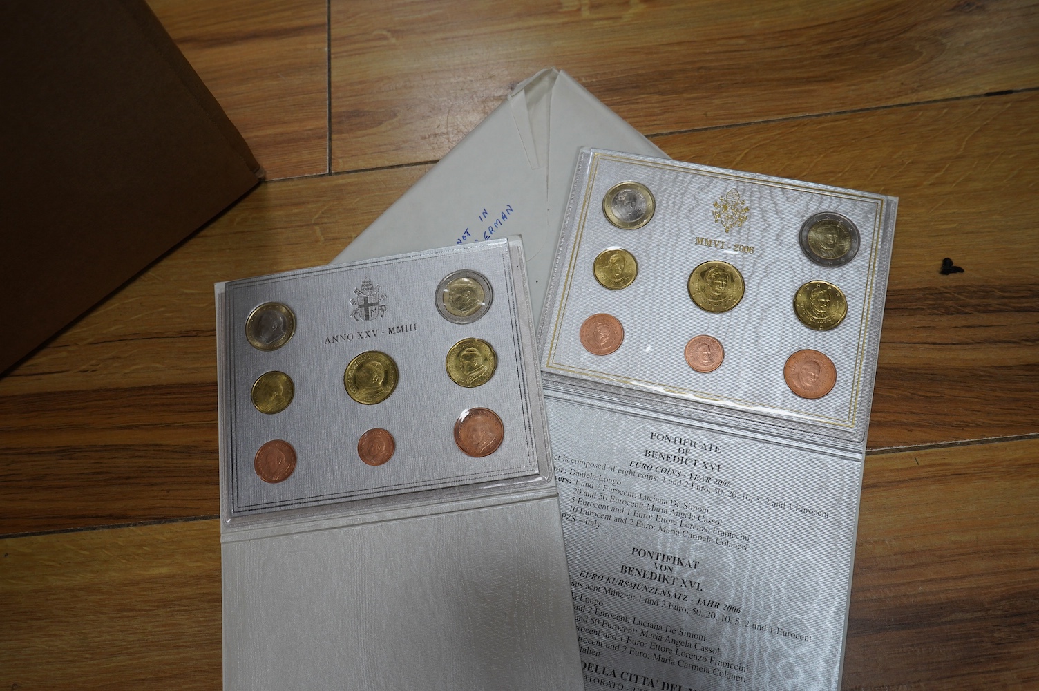 20th century Papal States coins and coin year sets from approximately 1939–2007, most base metal, also to include Royal Mint Pope Benedict XVI visit to the UK 2010 silver proof medal, one box